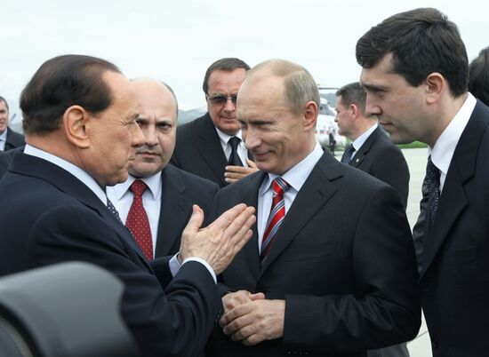 Vladimir Putin meets with Silvio Berlusconi in Sochi