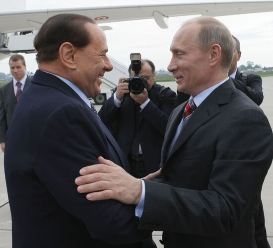 Vladimir Putin meets with Silvio Berlusconi in Sochi