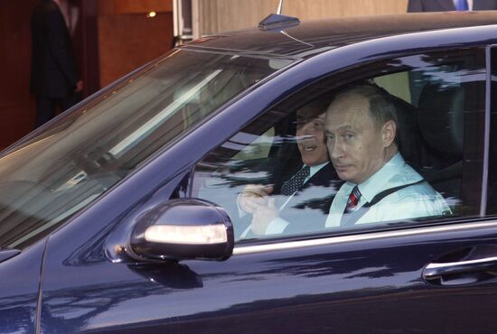 Vladimir Putin meeting Silvio Berlusconi in Sochi