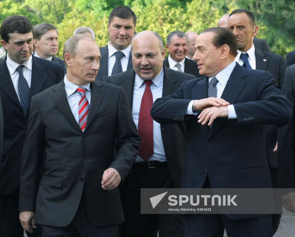 Vladimir Putin meets with Silvio Berlusconi in Sochi