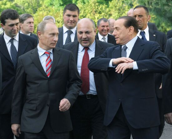 Vladimir Putin meets with Silvio Berlusconi in Sochi