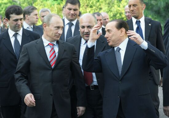 Vladimir Putin meets with Silvio Berlusconi in Sochi