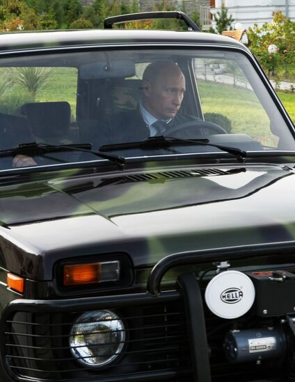 Putin driving a Niva SUV in Sochi