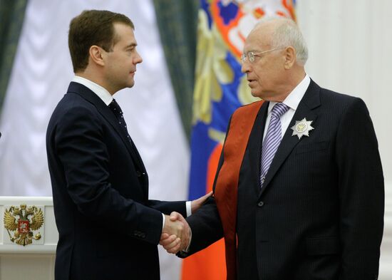 Russian President Dmitry Medvedev presenting state awards