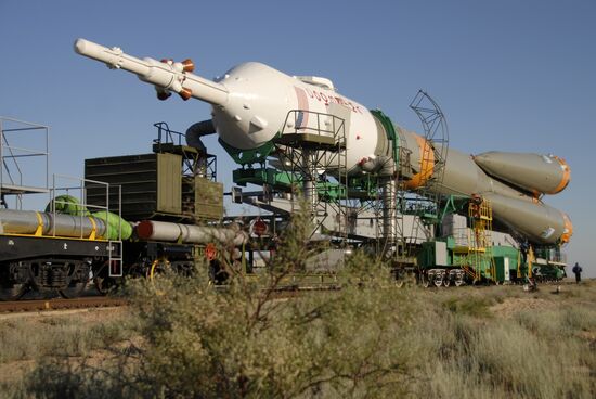 Carrier rocket Soyuz-FG prepared for launch from Baikonur