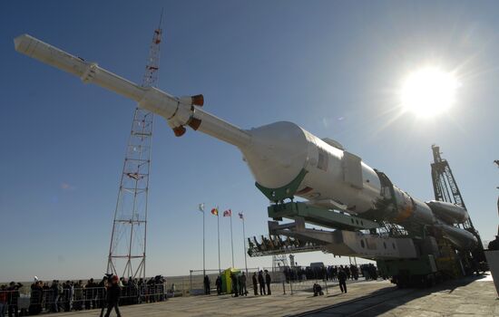 Carrier rocket Soyuz-FG prepared for launch from Baikonur