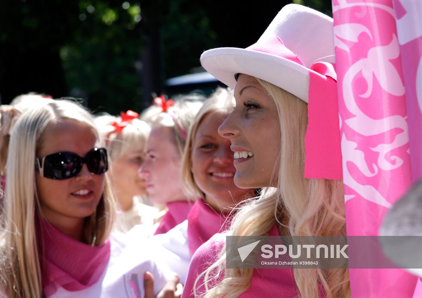 Blonde girls parade in Riga