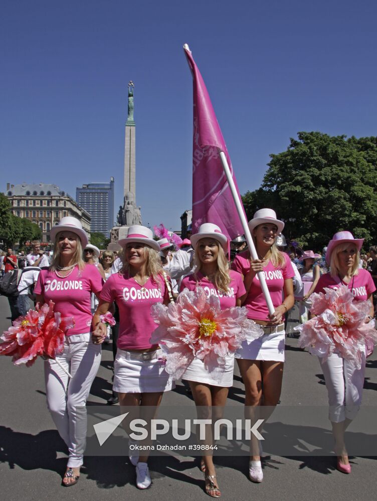 Blonde girls parade in Riga
