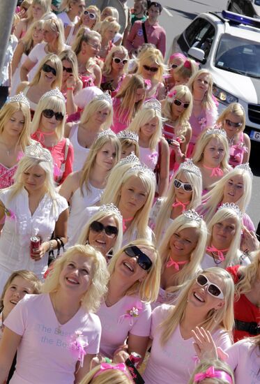 Blonde girls parade in Riga