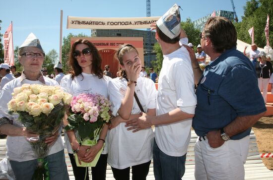 Planting trees during Cherry Forest festival