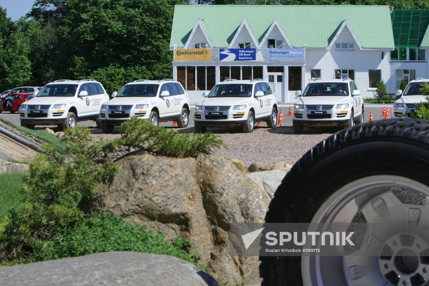 Participants test-drive Volkswagen SUVs outside Moscow