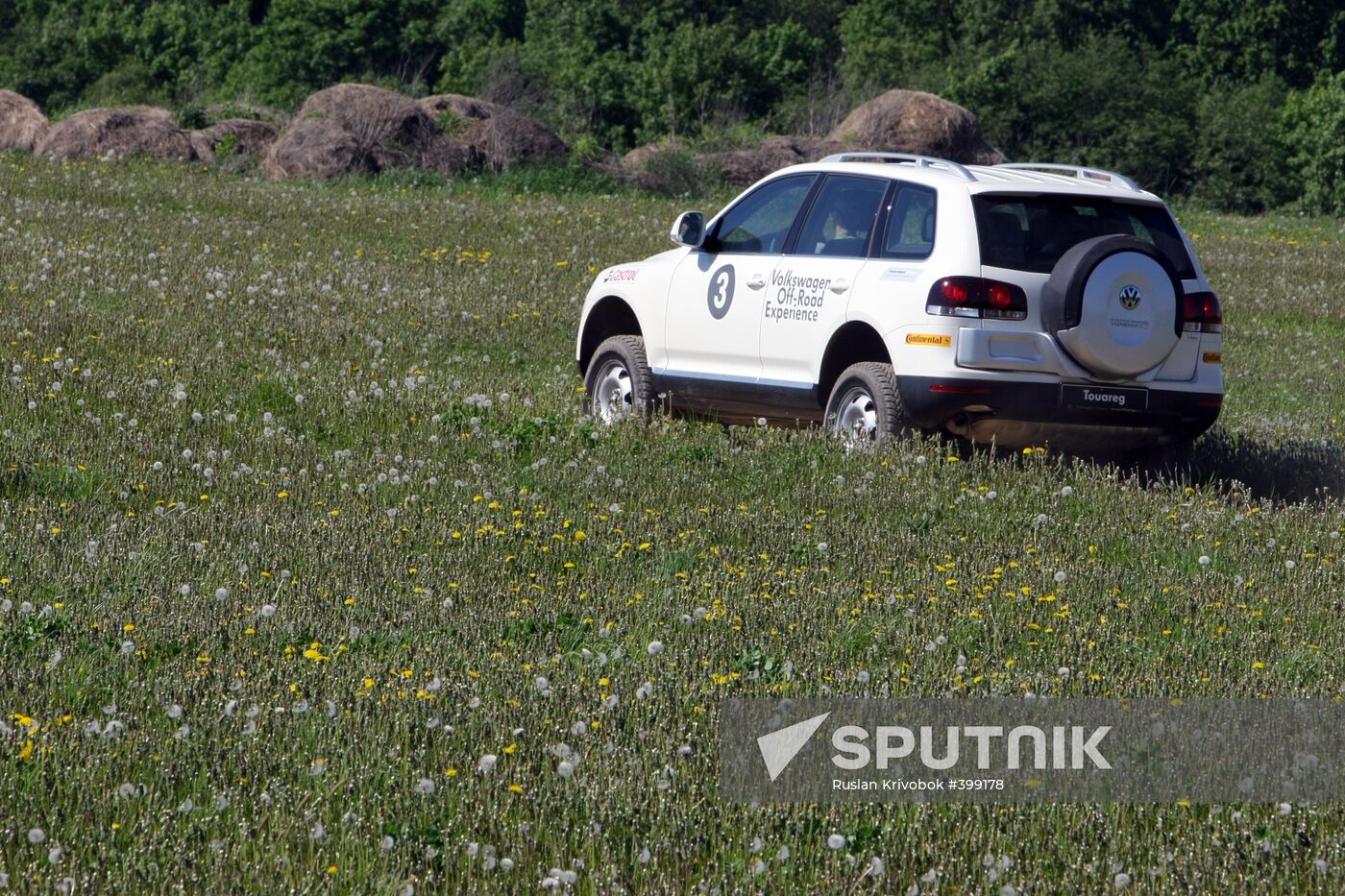 Participants test-drive Volkswagen SUVs outside Moscow