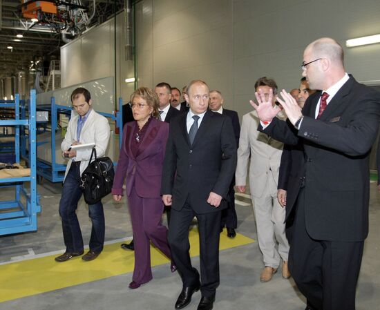 Vladimir Putin during opening ceremony of Nissan plant