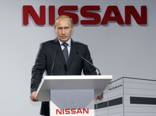 Vladimir Putin during opening ceremony of Nissan plant