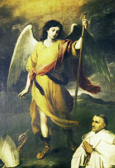 MURILLO ARCHANGEL RAPHAEL AND BISHOP DOMONTE