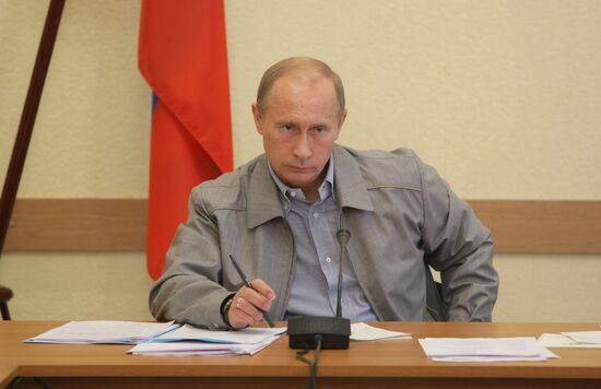 Vladimir Putin conducts meeting in Pikalevo