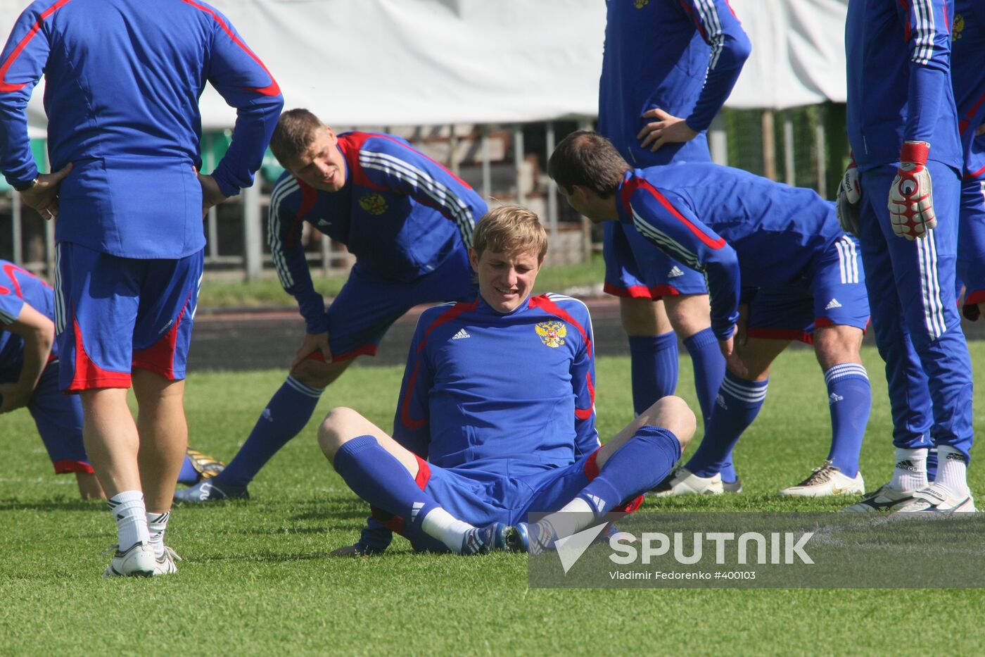 Russian national football team holds open training session