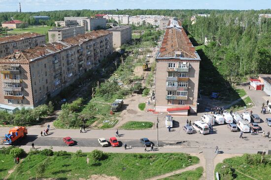 Consequences of tornado in Krasnozavodsk near Moscow