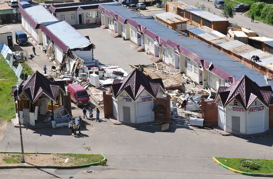 Aftermath of tornado in Krasnozavodsk near Moscow