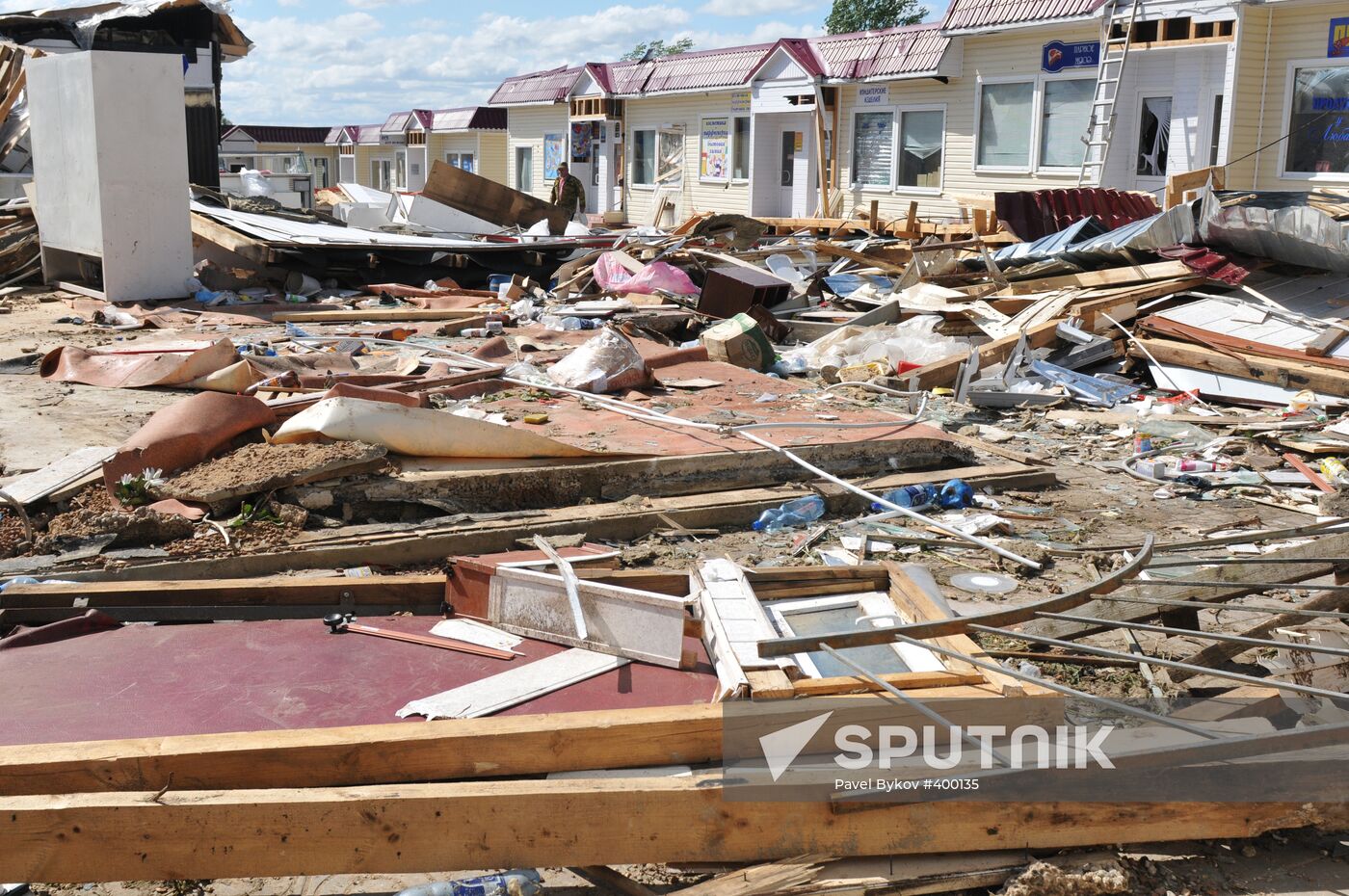 Aftermath of tornado in Krasnozavodsk near Moscow