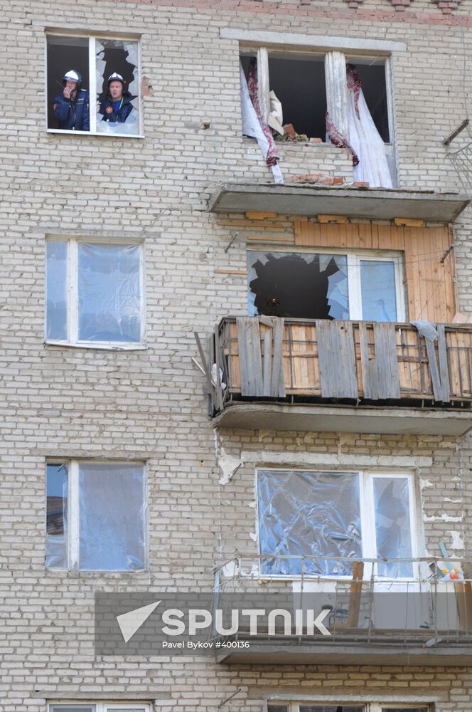 Aftermath of tornado in Krasnozavodsk near Moscow