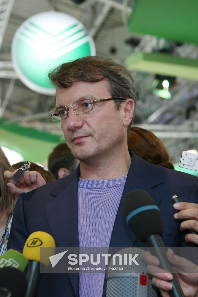 German Gref at Sberbank exhibit during PIEF.