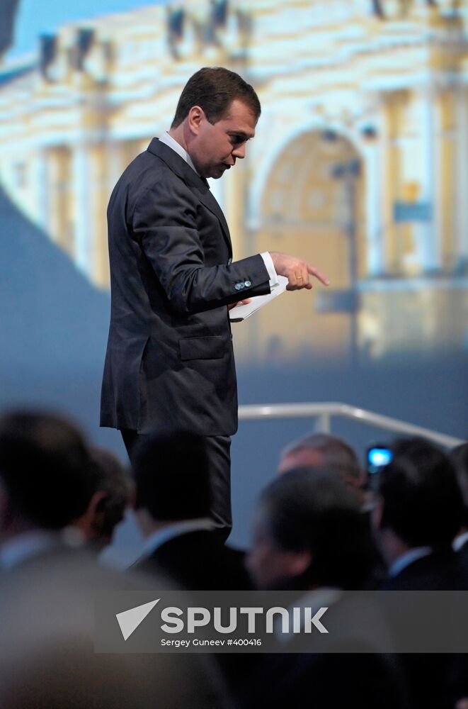 Russian President Dmitry Medvedev at St. Petersburg Forum