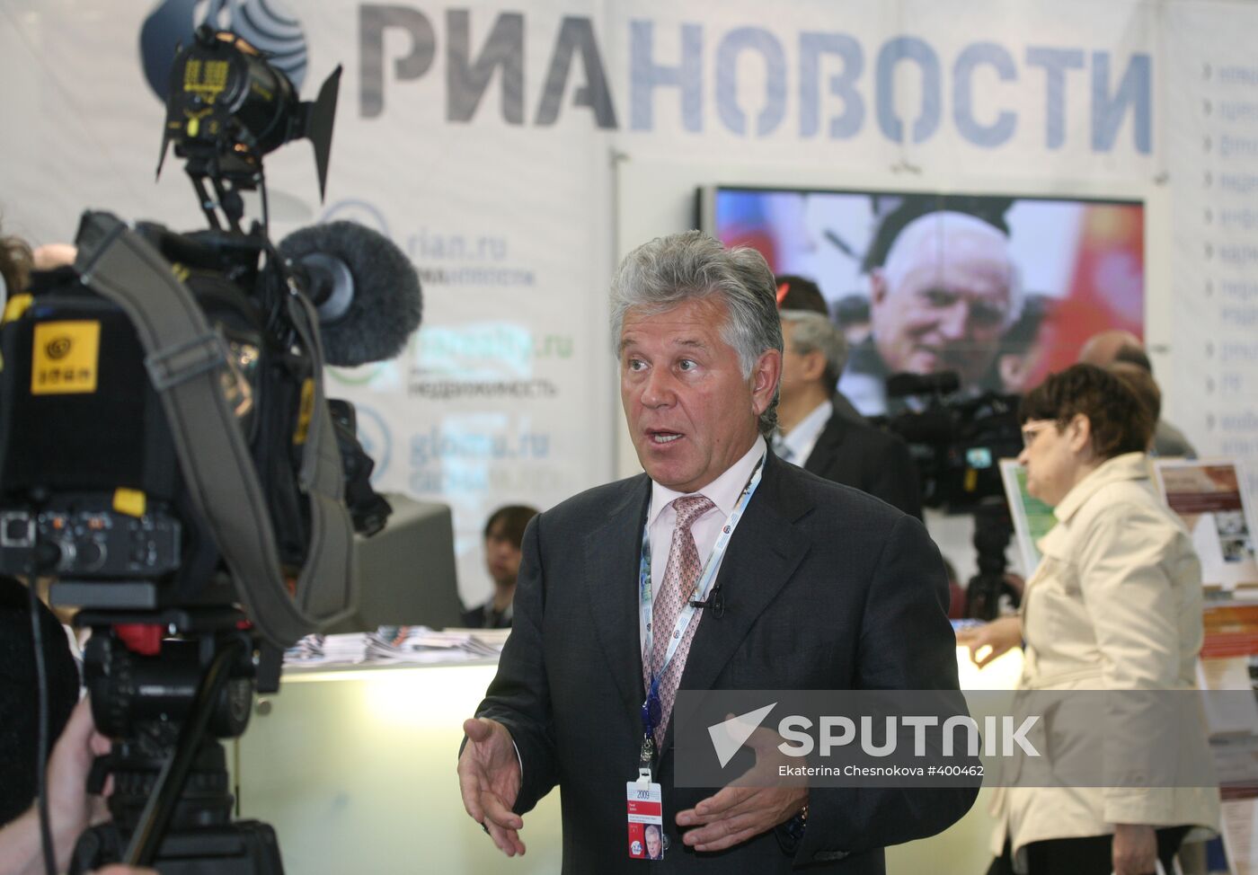 Pavel Ipatov gives interview at St. Petersburg Forum