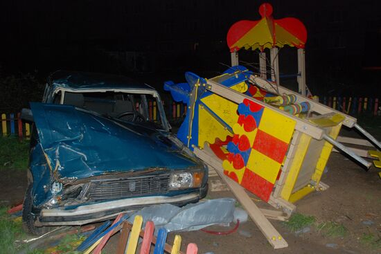 Consequences of tornado in Krasnozavodsk near Moscow