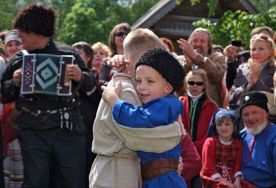 Folklore festival at wooden architecture museum