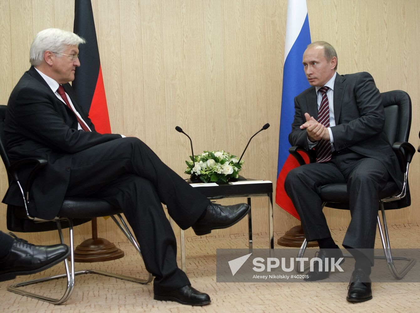 Vladimir Putin talks with Frank Walter Steinmeier
