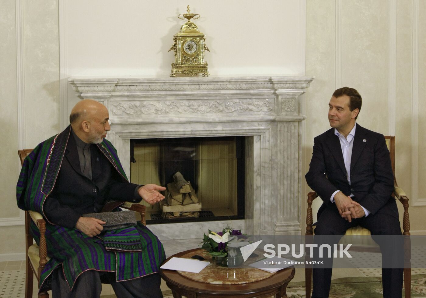 Dmitry Medvedev and Hamid Karzai