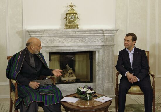 Dmitry Medvedev and Hamid Karzai