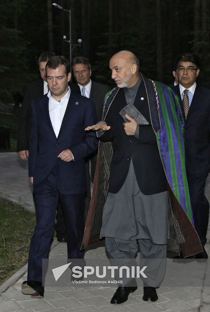 Dmitry Medvedev and Hamid Karzai