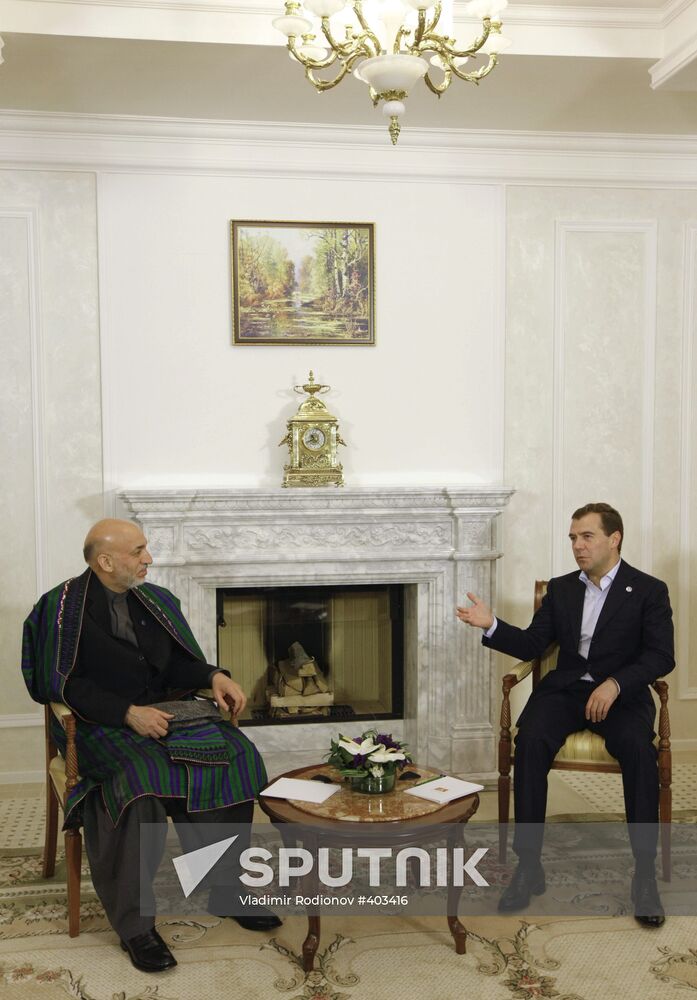 Dmitry Medvedev and Hamid Karzai