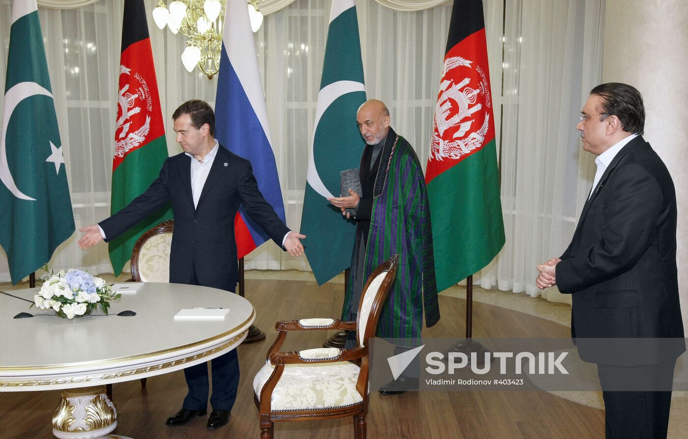 Dmitry Medvedev, Hamid Karzai and Asif Ali Zardari