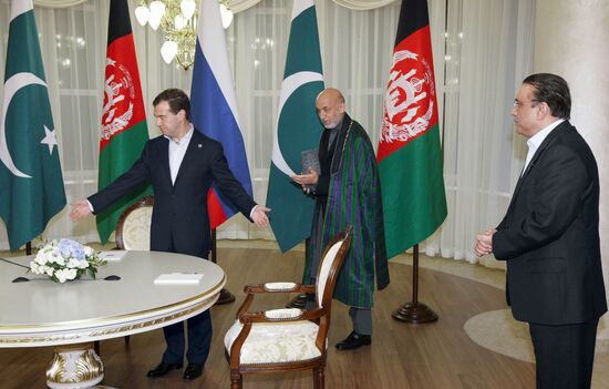 Dmitry Medvedev, Hamid Karzai and Asif Ali Zardari