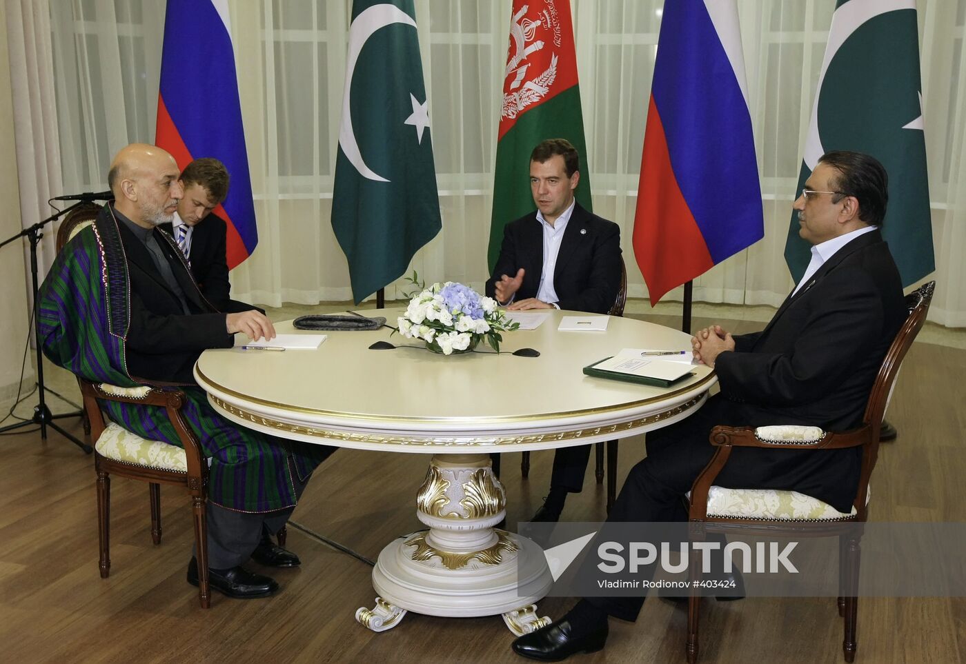 Dmitry Medvedev, Hamid Karzai and Asif Ali Zardari