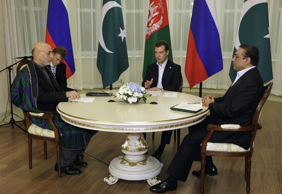 Dmitry Medvedev, Hamid Karzai and Asif Ali Zardari