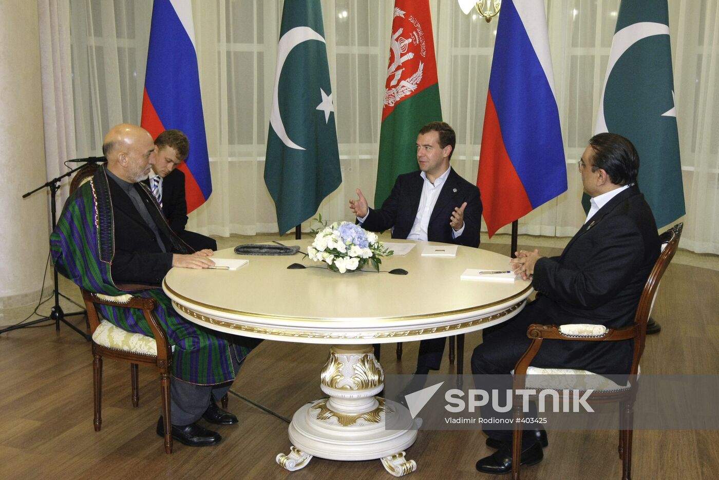 Dmitry Medvedev, Hamid Karzai and Asif Ali Zardari
