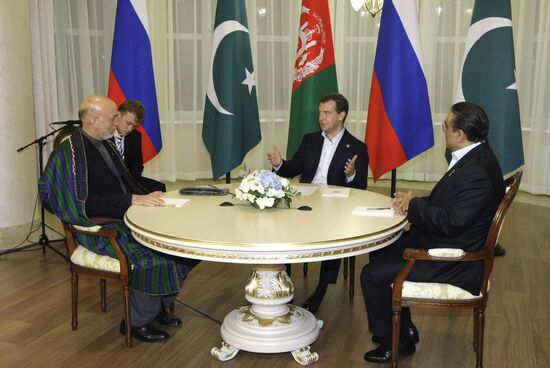 Dmitry Medvedev, Hamid Karzai and Asif Ali Zardari