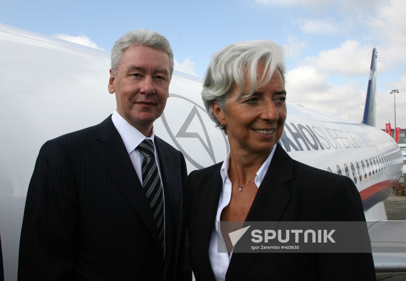 Sergei Sobyanin and Christine Lagard at Le Bourget