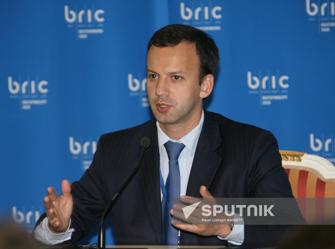 Presidential Adviser Arkady Dvorkovich during a briefing