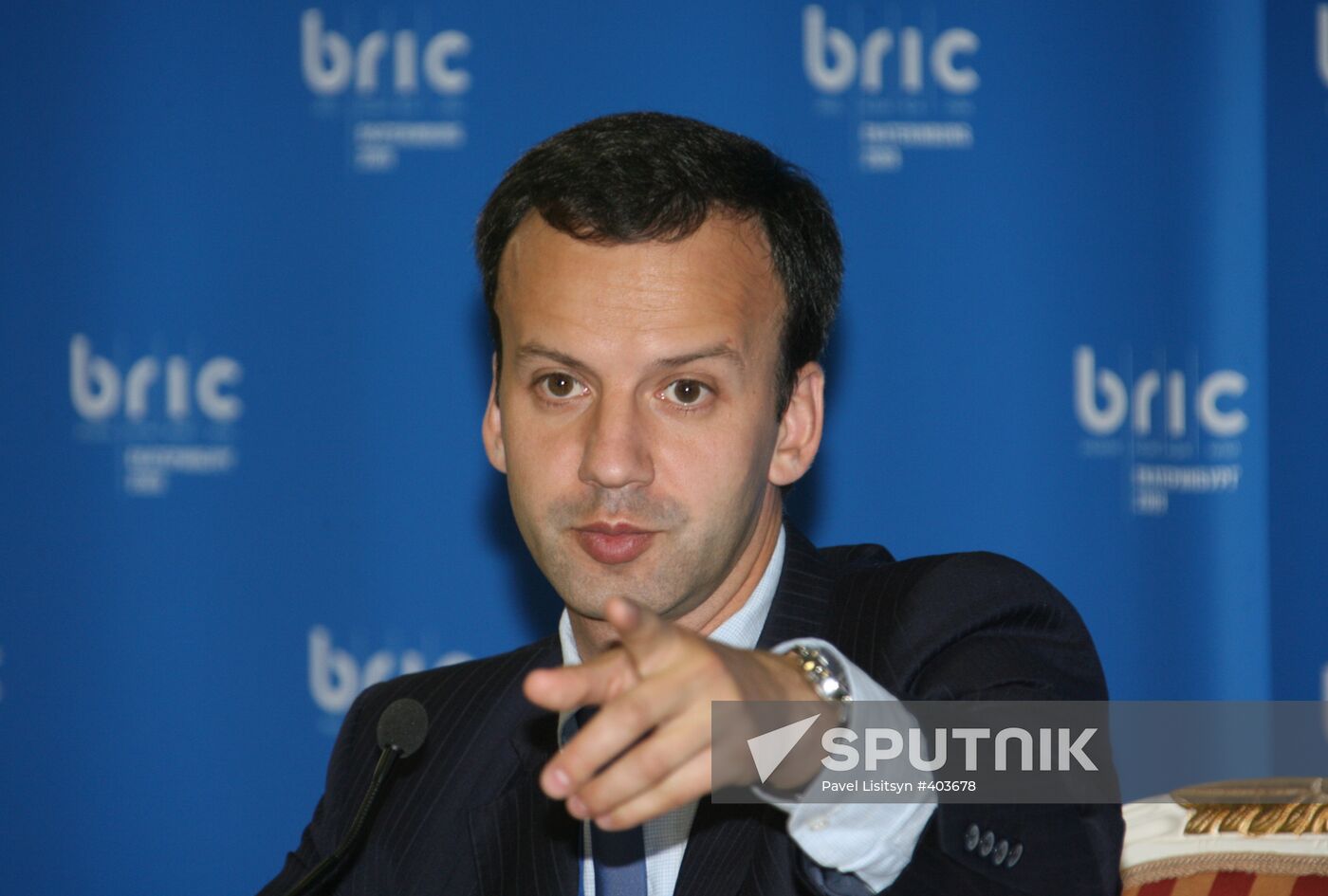 Presidential Adviser Arkady Dvorkovich during a briefing