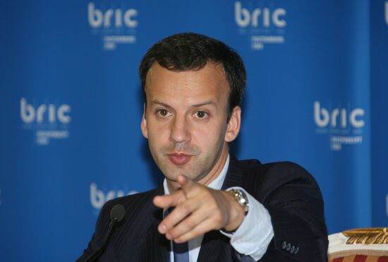 Presidential Adviser Arkady Dvorkovich during a briefing