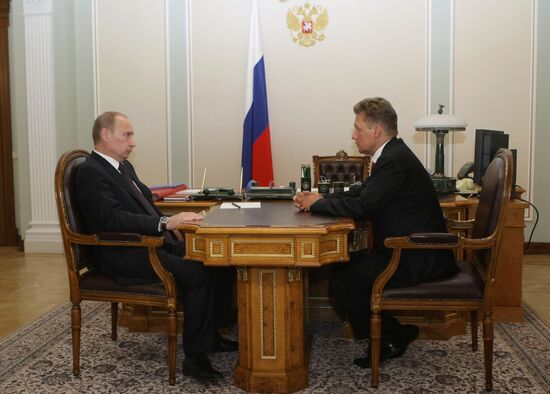 Vladimir Putin and Alexey Miller in Novo-Ogaryovo