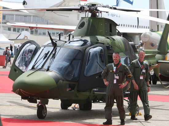 AW109 helicopter exhibited at Paris Air Show
