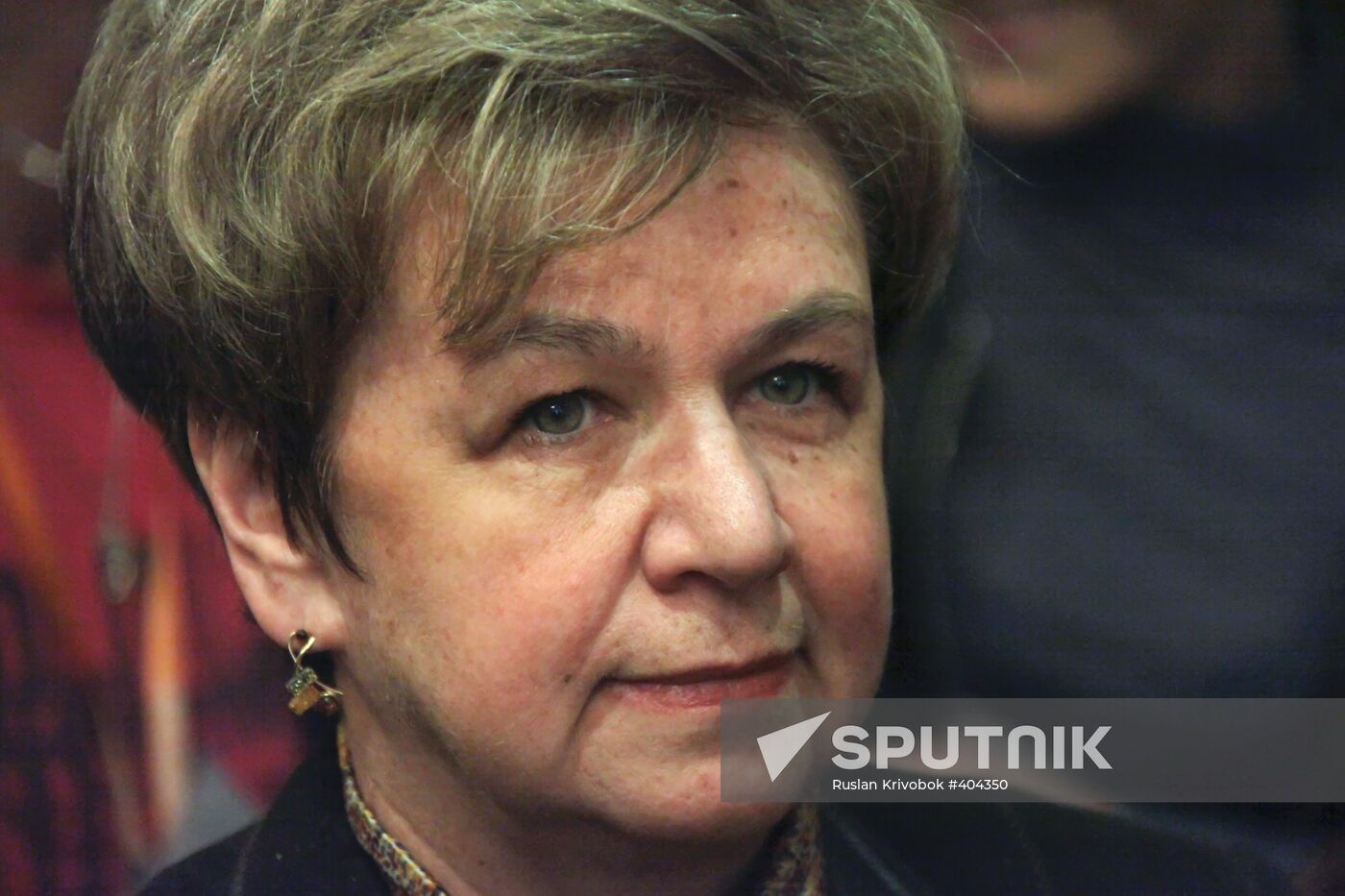 Olga Larionova attends press conference