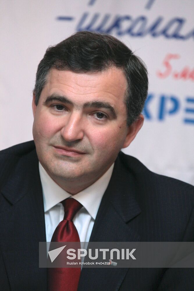 Lev Khasis attends press conference