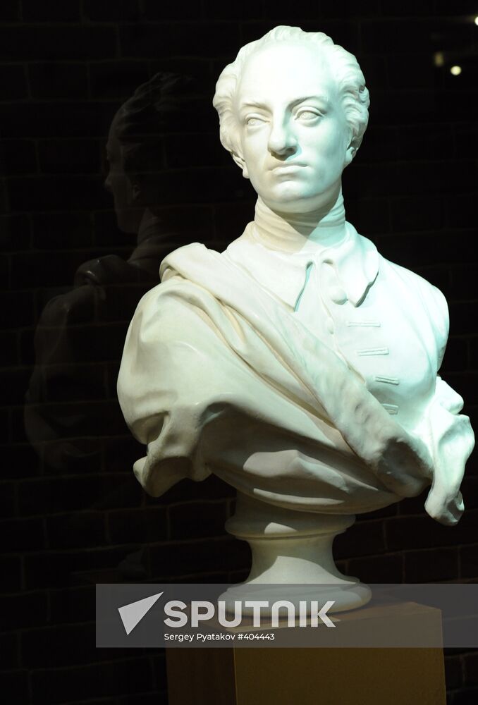A portrait of Charles XII (a bust by unknown artist), an exhibit of the Battle of Poltava, 27th June 1709 exhibition in the State History Museum. Location: Russia, Moscow. Author: Sergey Pyatakov/Sputnik. The Battle of Poltava exhibition